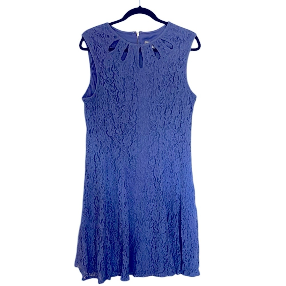 Danny & Nicole Lace Dress with cutout neckline accent, lilac , 16/18